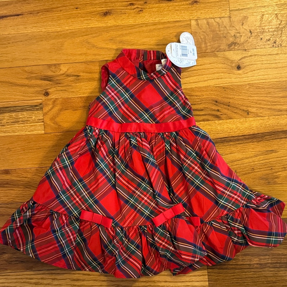Elegant Red Plaid Kids Dress